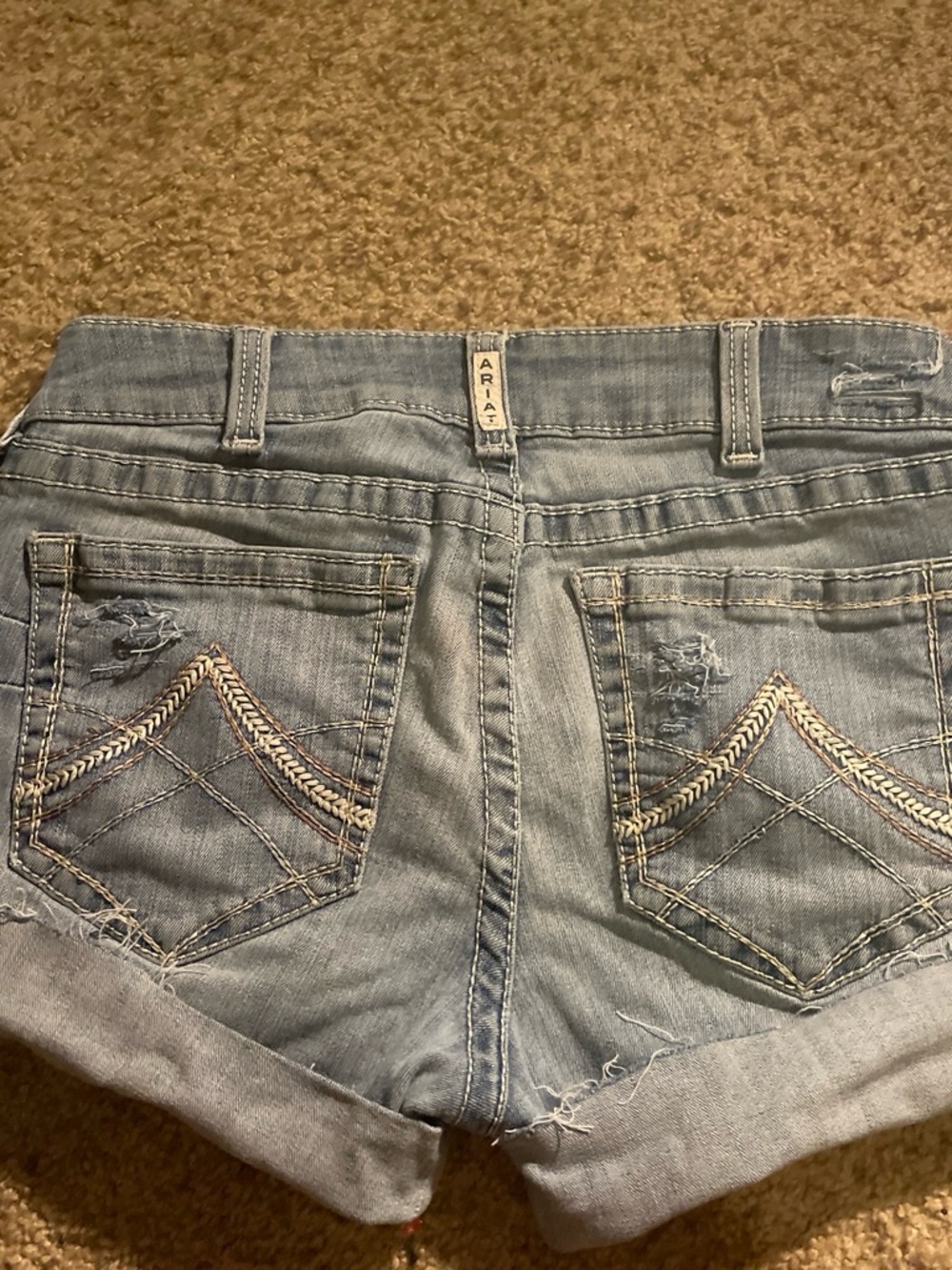 ARIAT Light Blue Denim Women’s Shorts with Embroidered Pockets